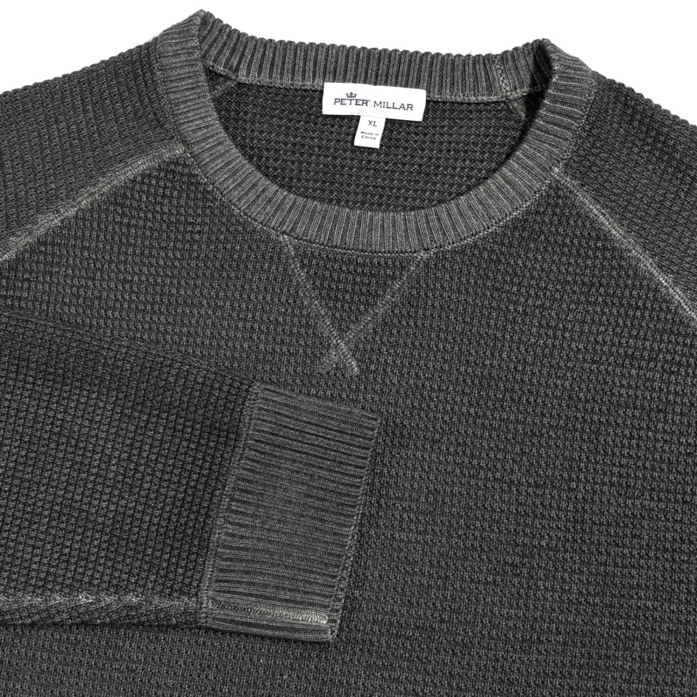 Peter Millar Sweater Men XL Grey Merino Wool Waffle Knit Crewneck MF21S83 Luxury